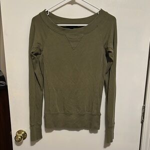 Olive Green Boat Neck Long Sleeve